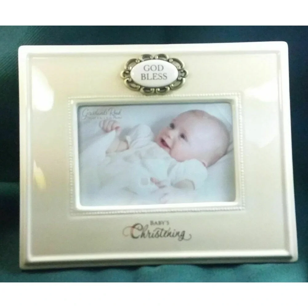 Babys Christening Baptism Photo Picture Frame Ceramic Grasslands Road New In Box